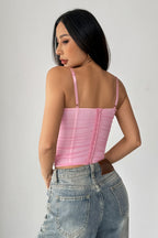 French Lace Panel Bodycon Cami Top