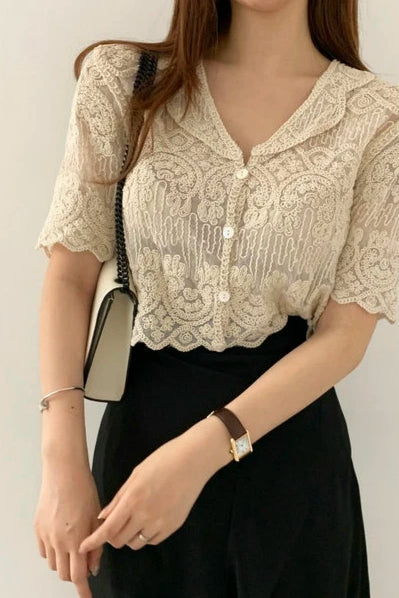 Lace Embroidery Sheer Cardigan Secondary image
