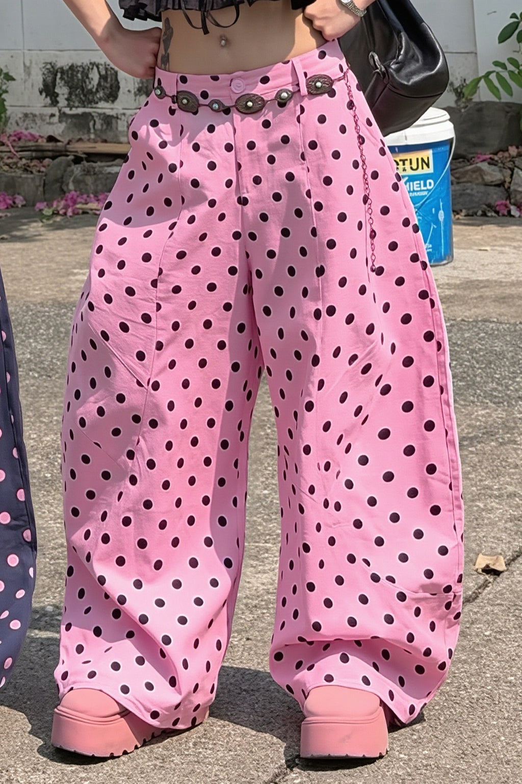Scattered Dot Baggy Wide Leg Pants