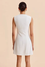 Sleeveless Button Front Mini Work Dress