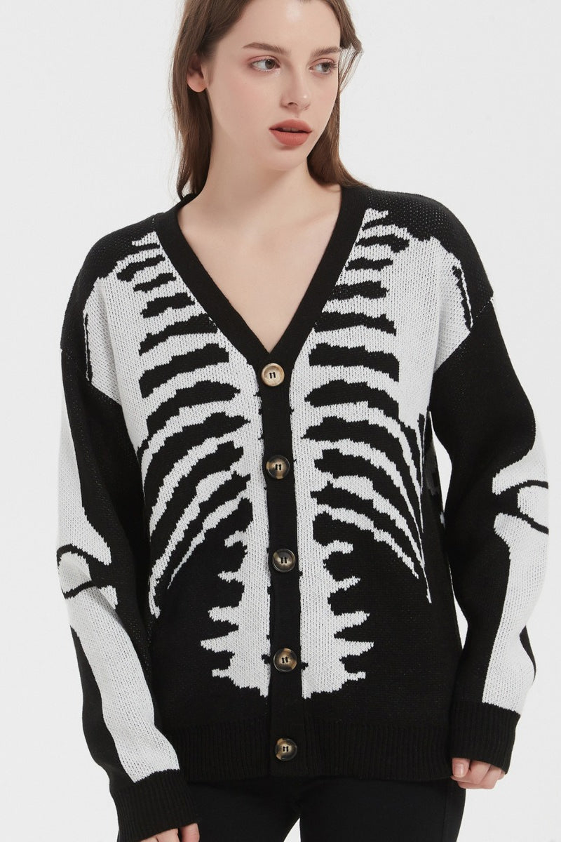 Skull Print Knit Cardigan Secondary image