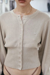 Embroidered Button Crop Cardigan
