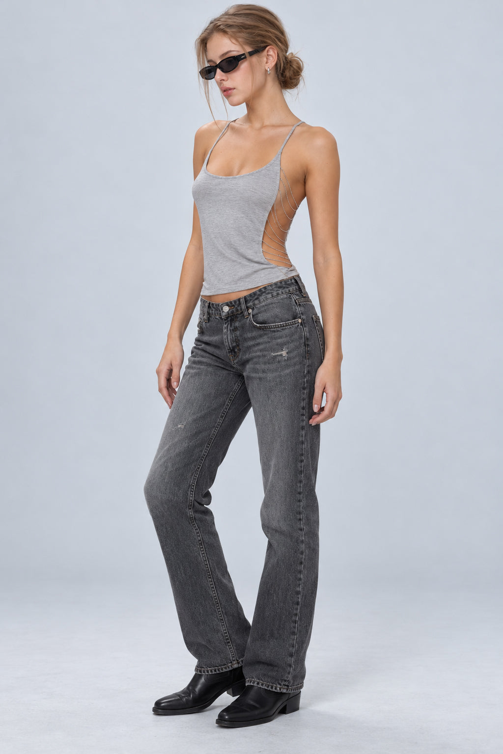 Chain Cut Out Backless Crossover Cami Top