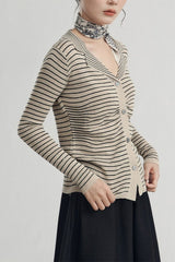 French Stripe Knit Cardigan