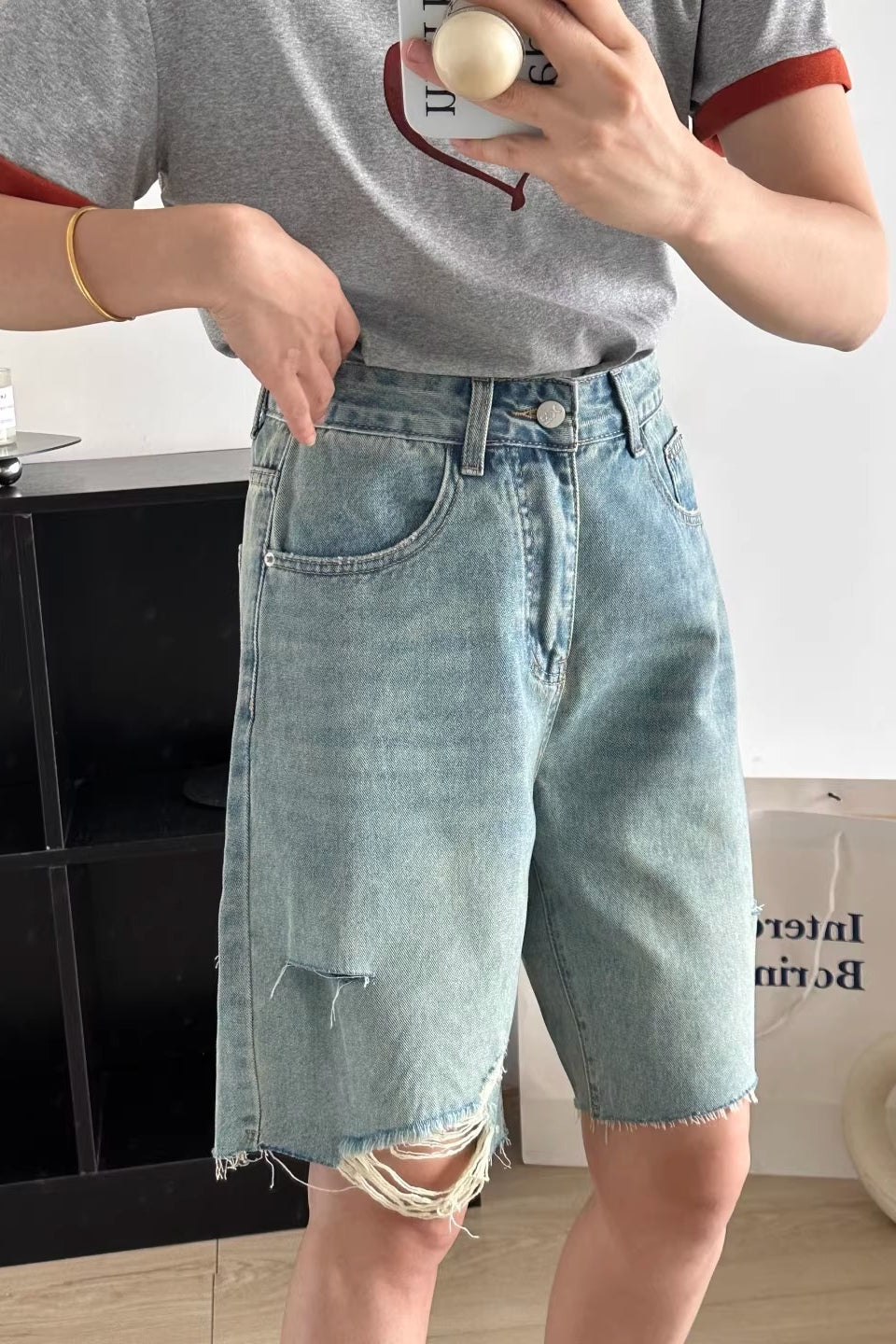 Vintage Wash Wide Leg Mid Length Shorts Main image