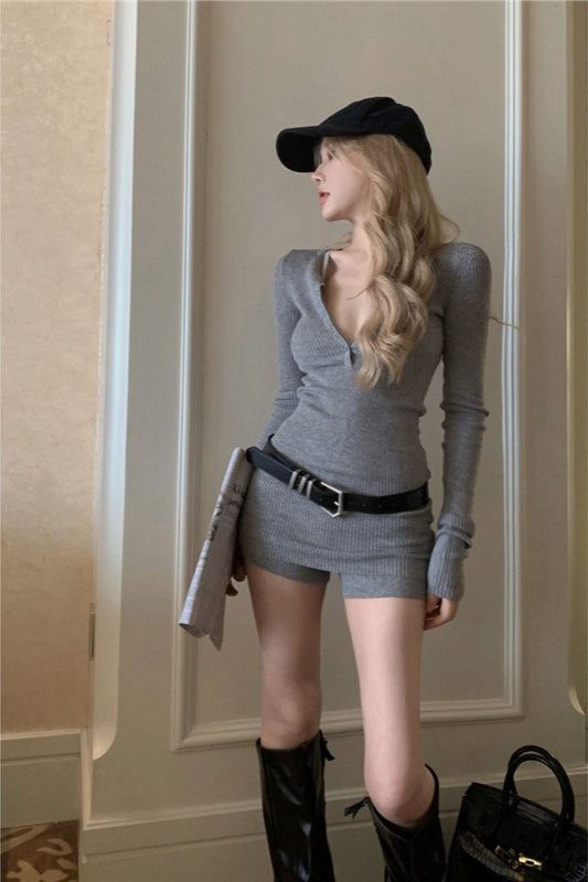 Slinky Knit Sweater Shorts Knit Set Secondary image