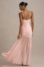 Sheer Plunge Ruffle Slip Dress