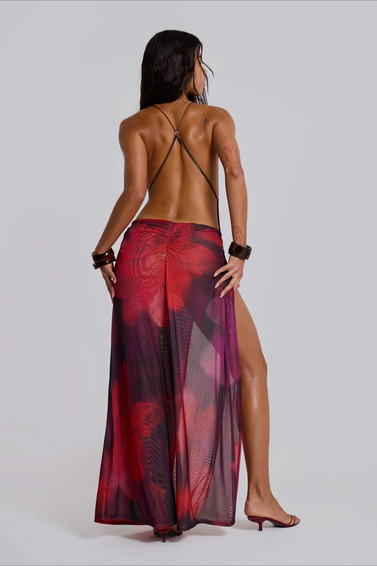 Tie Dye Halter Backless Vacation Dress