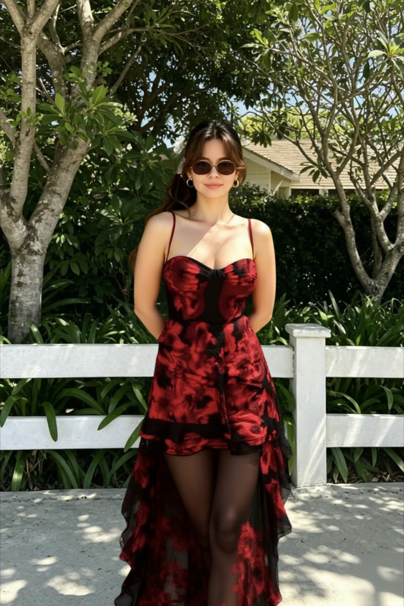 Ruched Low-Neck Floral Dress Secondary image