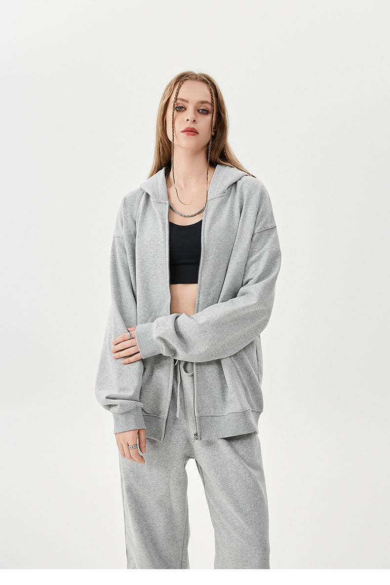 Grey Fleece Zip Up Hoodie Main image
