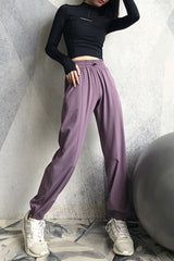 Sweat Wicking High Waist Loose Cuffed Pocket Pants