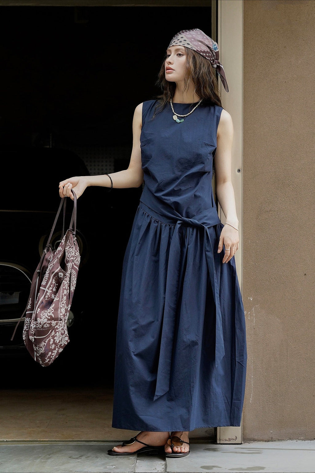 Pleated Tie Strap Lightweight Boho Dress