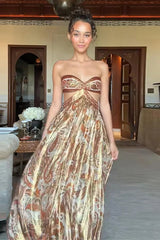 Print Strapless Tube Maxi Dress