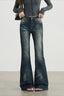 Rhinestone Cross Distressed Black Flare Jeans
