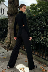 Cut Out High Trendy Neck Asymmetric Hem Top