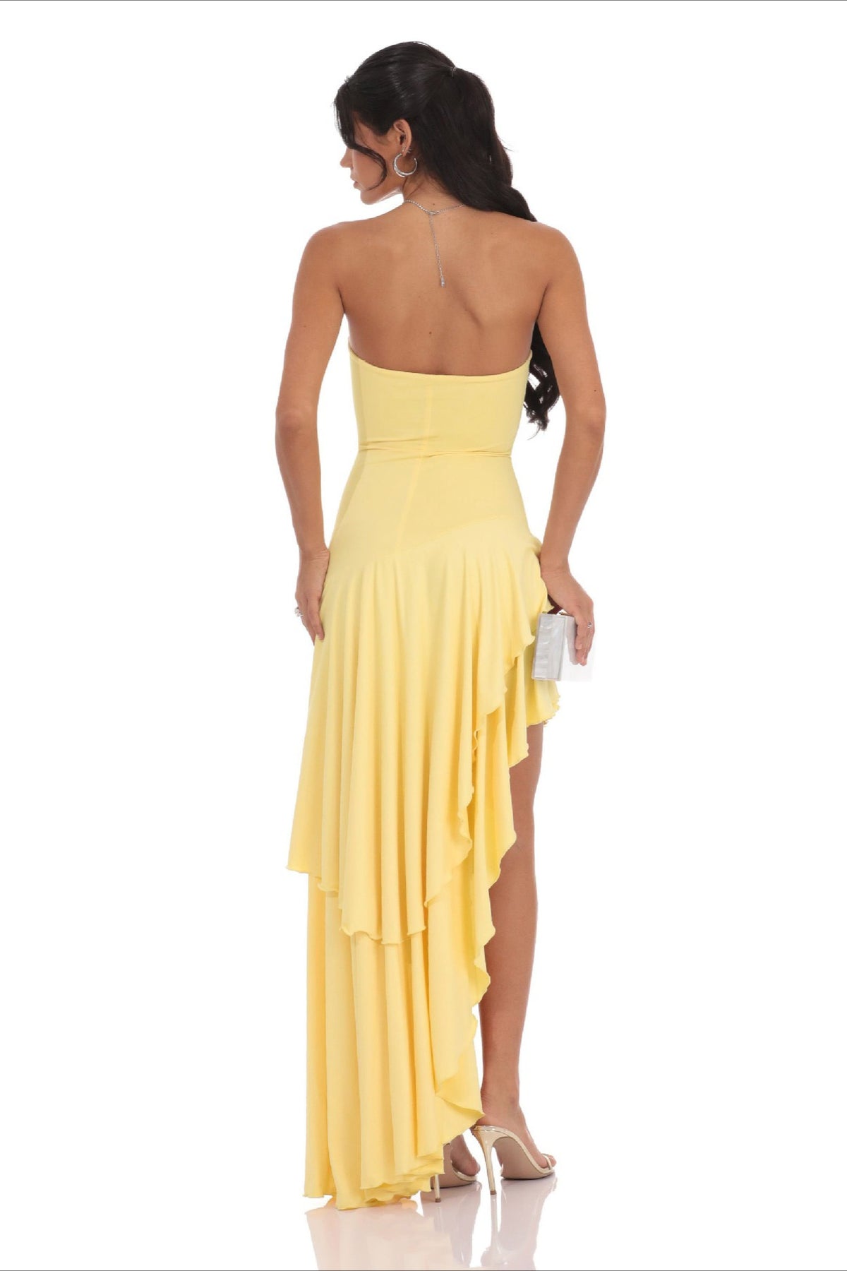 Strapless Layered Ruffle Mermaid Party Dress