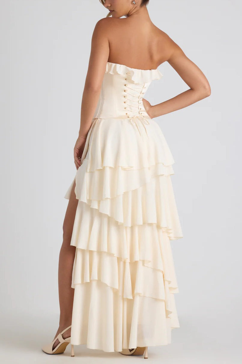 Spliced Ruffled Sling Split Slim Maxi Boho Dress Secondary image
