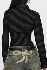 Sheer Button Front Long Sleeve Top