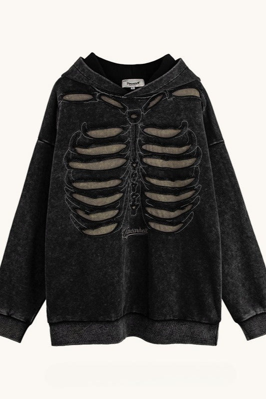 Skull Print Hooded Hoodie Main image