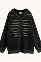 Skull Print Hooded Hoodie