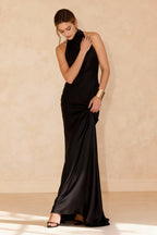 Chic  Satin Backless Solid Elegant Formal Dress
