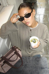 Textured Ribbed Round Neck Knit Cardigan