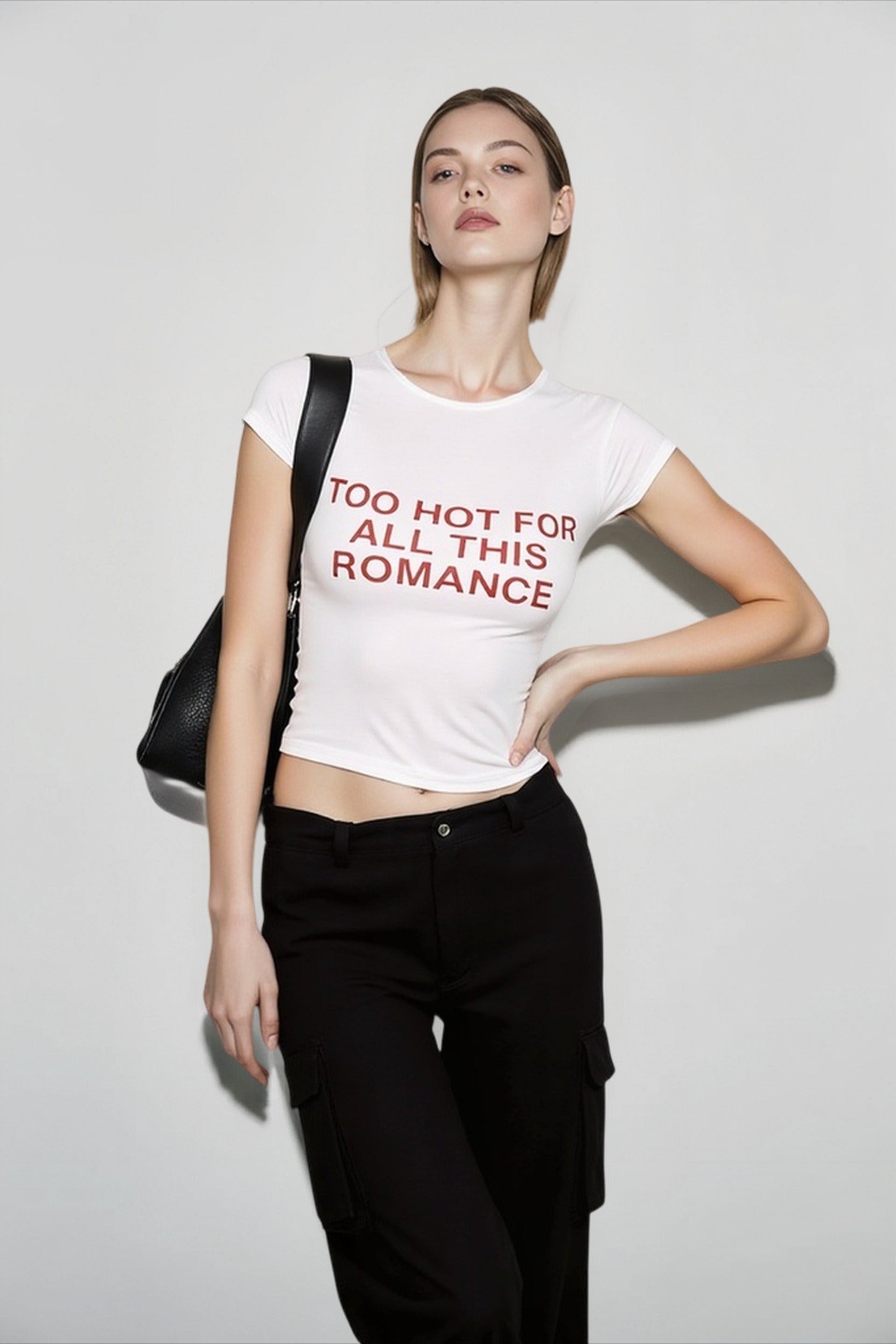 Contrast Letter Print Cropped T-shirts Main image