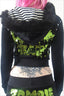 Velvet Rhinestone Fur Trim Zip Hoodie