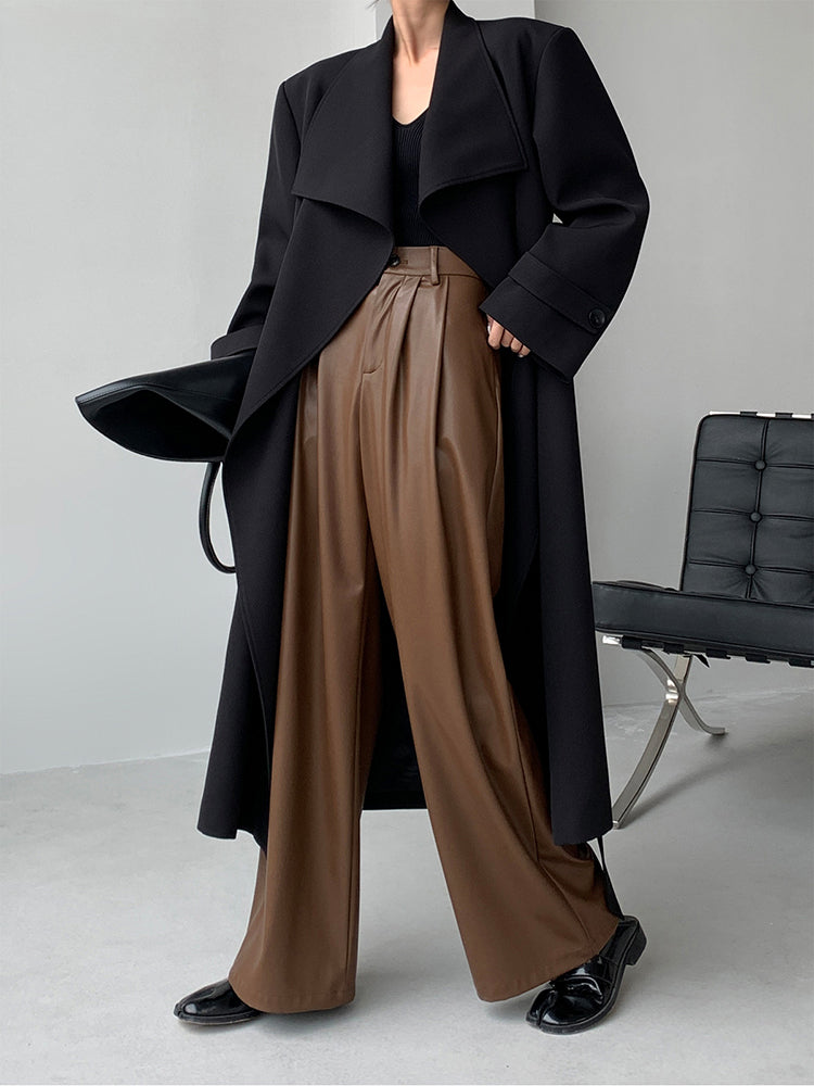 Loose Casual Flowy Soft Black Brown Wide Leg High Waist Emo Jeans Main image
