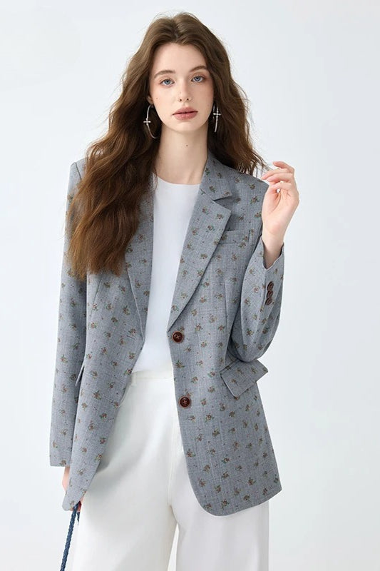 Printed Longline Casual Blazer Main image