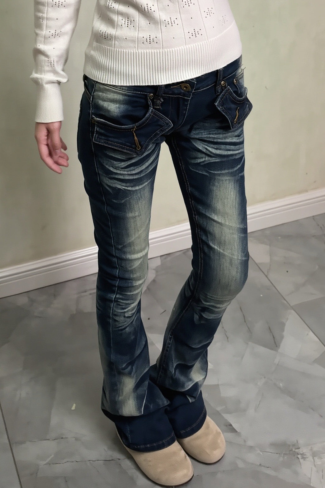 Vintage Fade Low Rise Bootcut Jeans