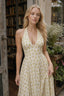 Deep V-Neck Backless Floral A-Line Floral Dress