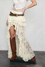 Lace Asymmetric Bodycon Skirt