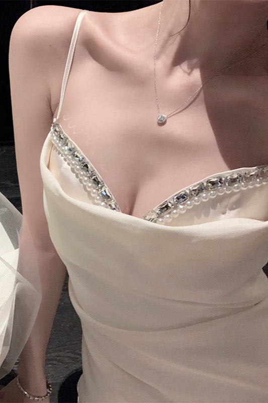 Pearl Diamond Spaghetti Strap Bodycon Graduation Party Dress Secondary image