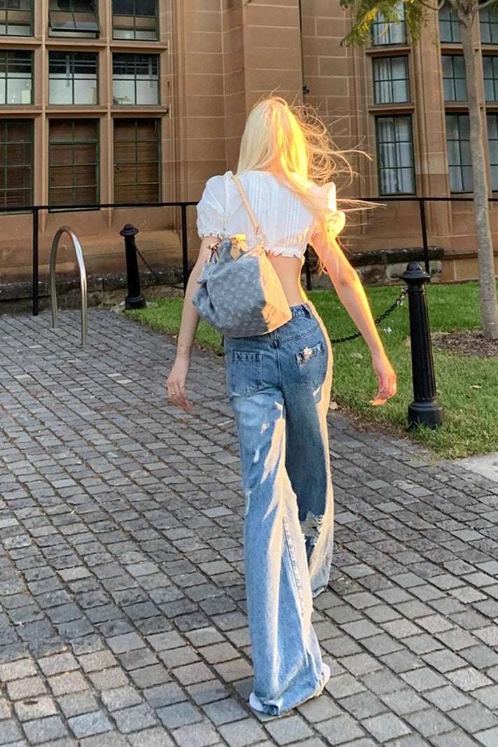 Street Style Ripped Loose Fit Wide-Leg Jeans Secondary image