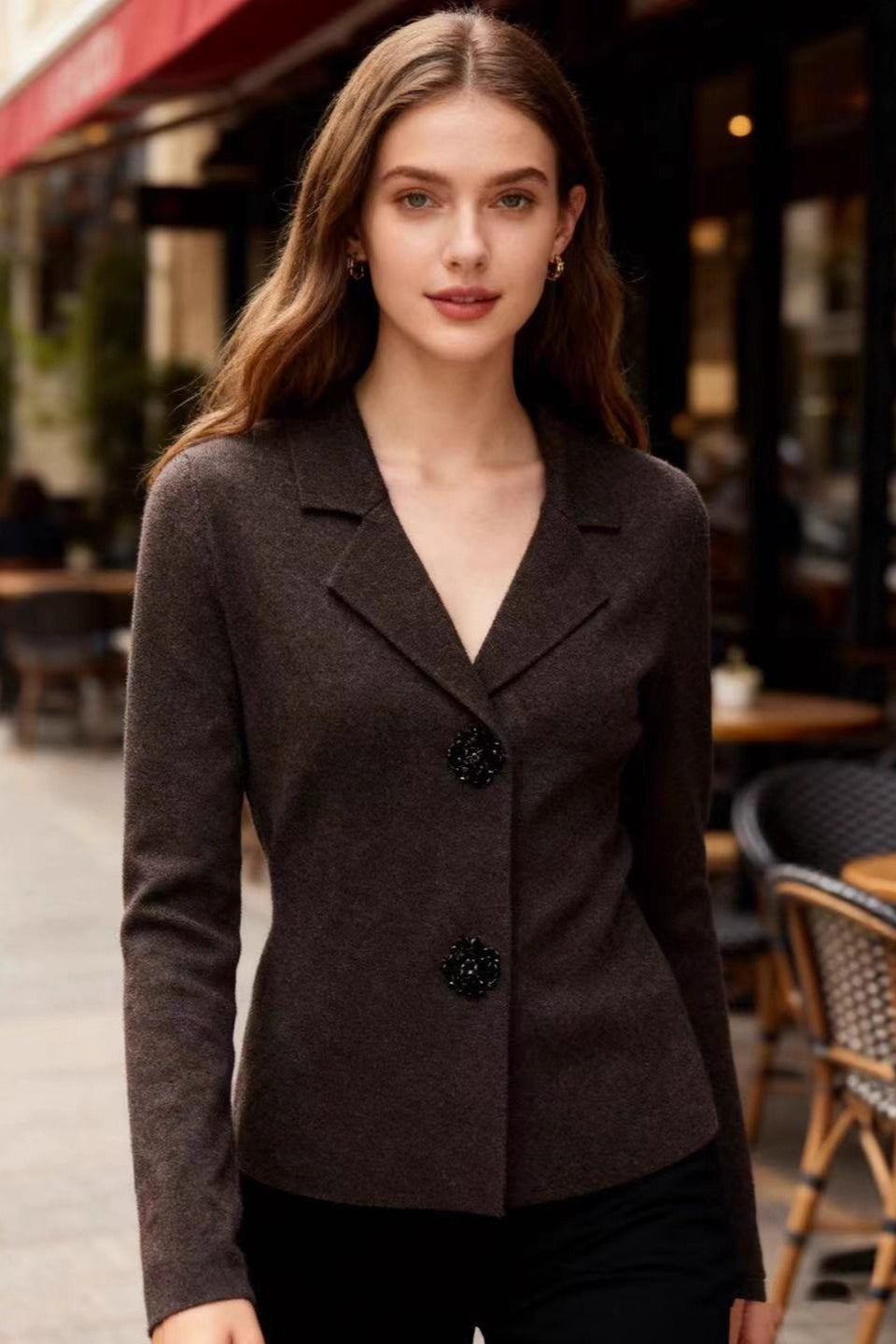 Jewel Button Knit Blazer Main image