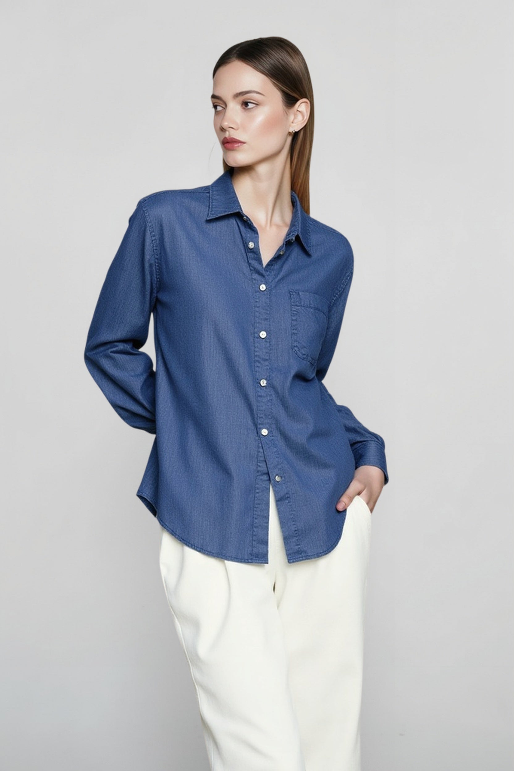 Linen Solid Minimalist Blouse Secondary image