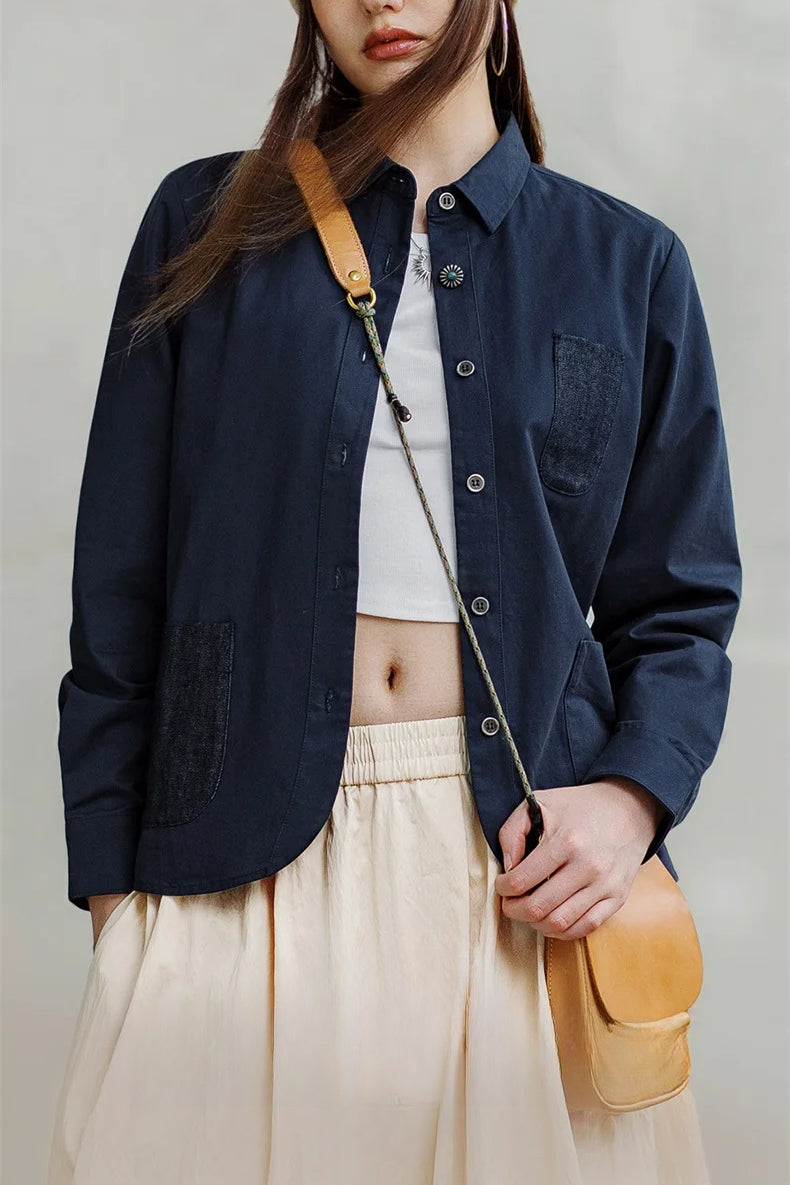 Navy Long Sleeve Casual Jacket Secondary image