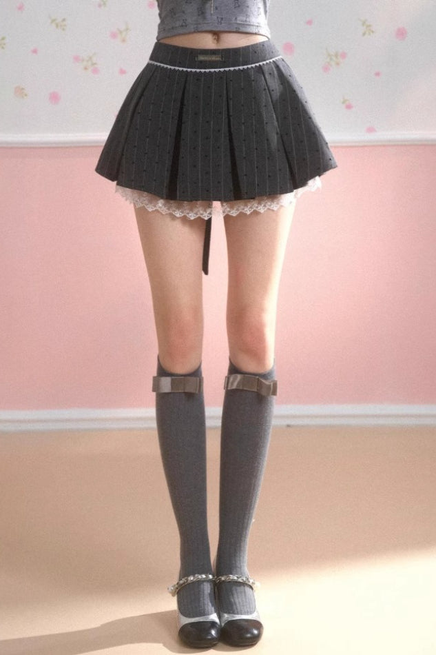 Pleated Bodycon Gray Mini Skirt Secondary image