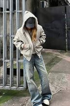 Hooded Faux Fur Lined Zip Front Coat