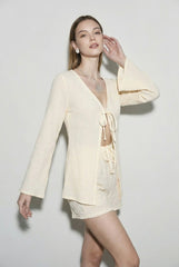 Relaxed Fit Tie Top Elastic Waist Shorts Vacation Set