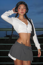 Solid Fitted Cropped Lightweight Zip Hoodie