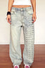 Snap Detail Panel Washed Jeans