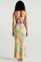 Sexy Contrast Print Tie Top Vacation Set