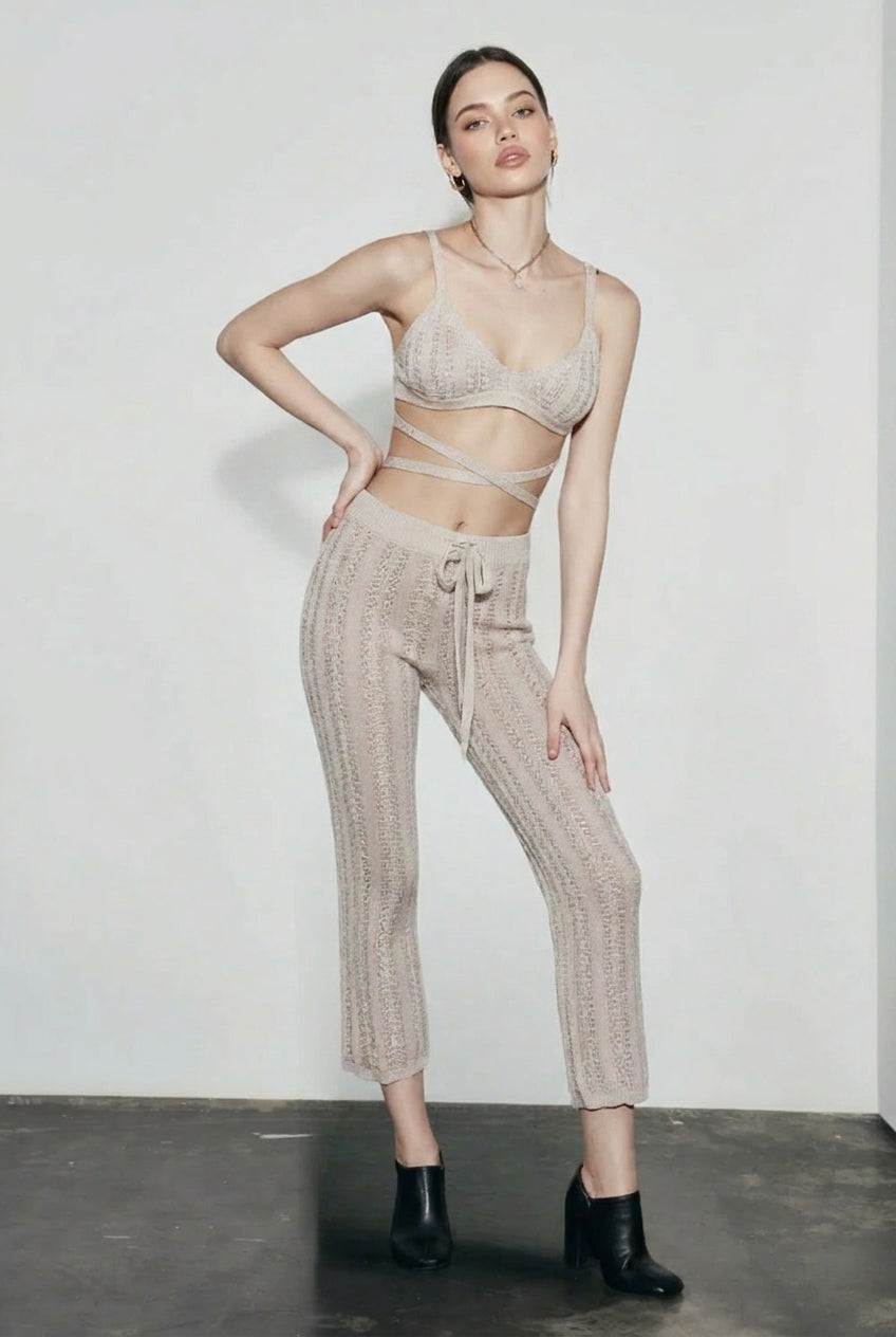 Cutout Bikini Top Tie Pants Vacation Set Secondary image