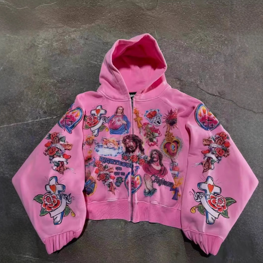 Printed Loose Rock Style Hoodie Secondary image