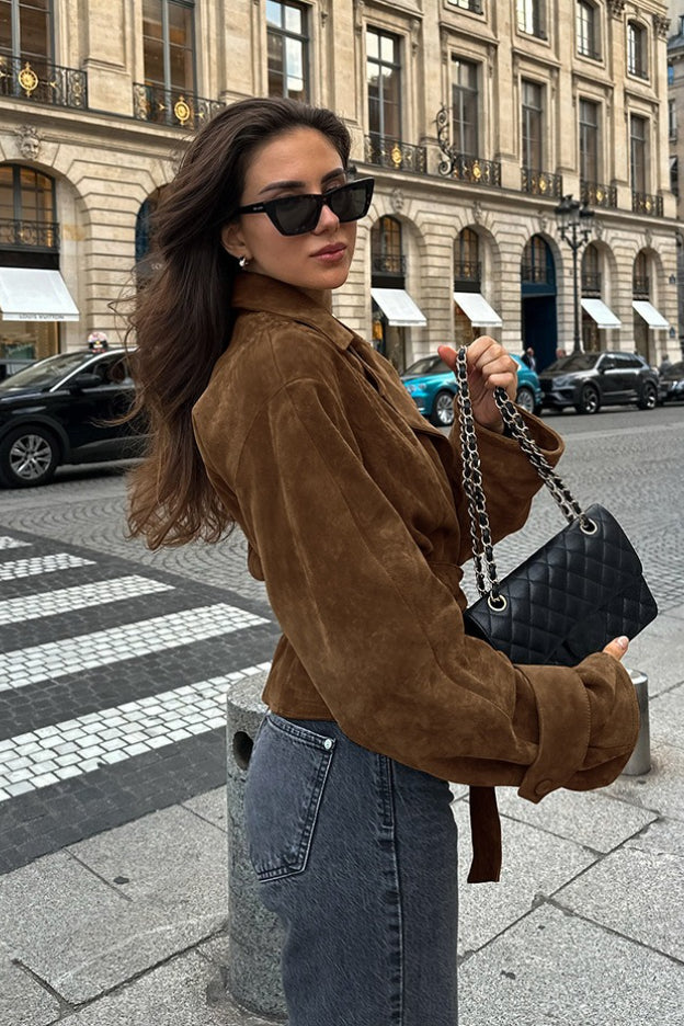 Vintage Belted Suede Long Coat Secondary image