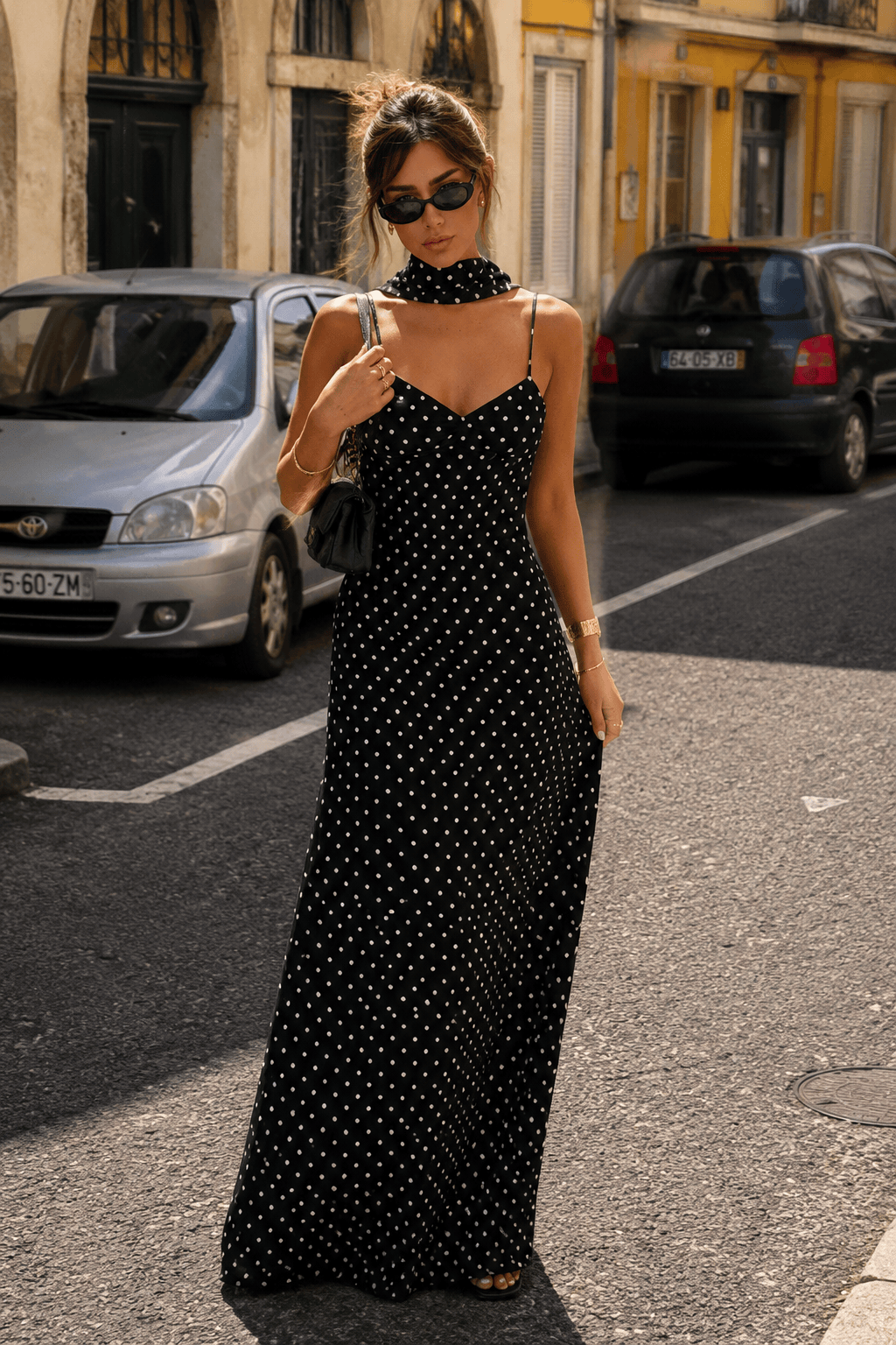 Polka Dot Backless Slim Fit Slip Dress Main image
