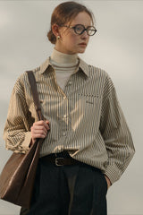 Color Block Stripe Collared Blouse