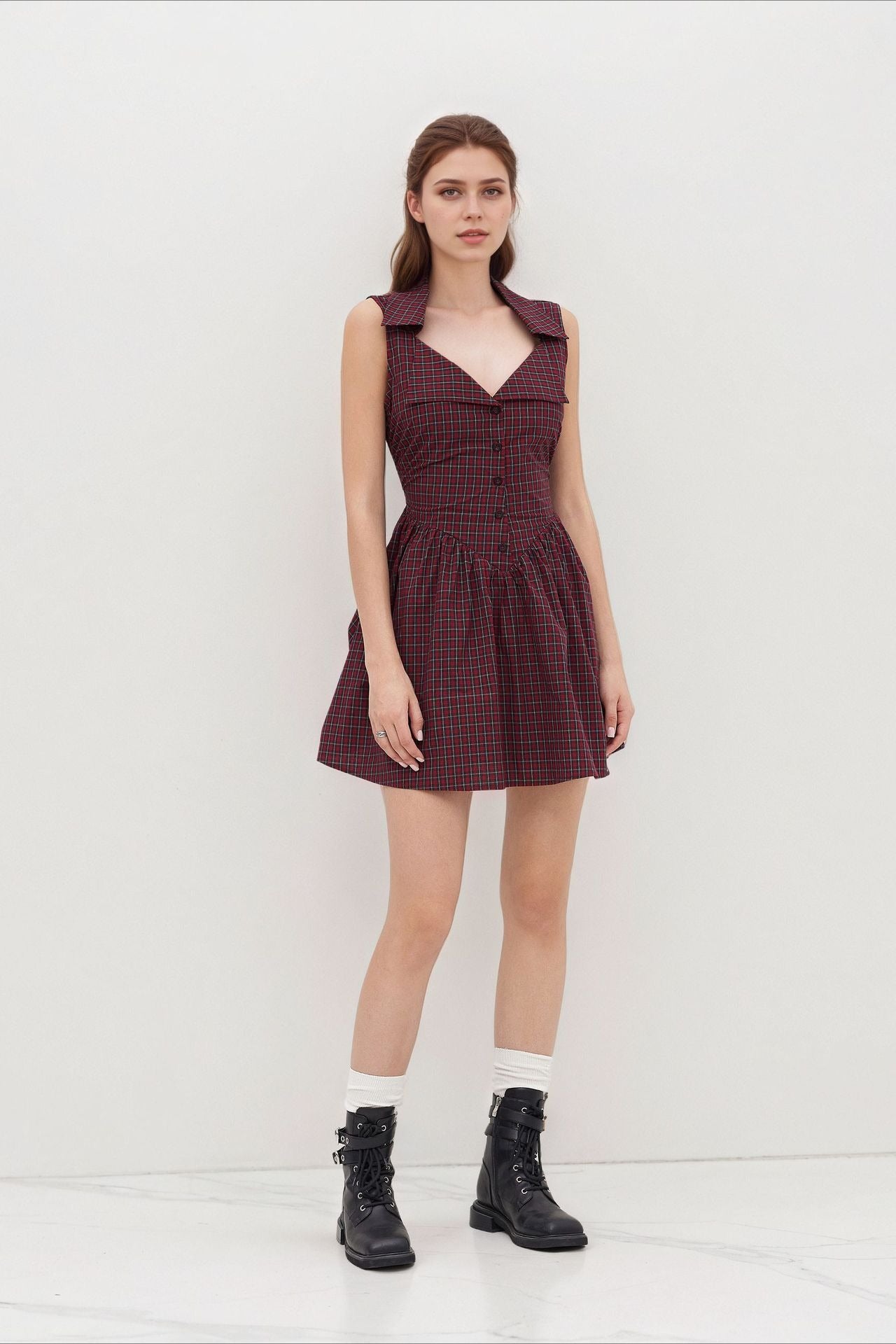 Vintage Plaid Halter Work Dress Main image